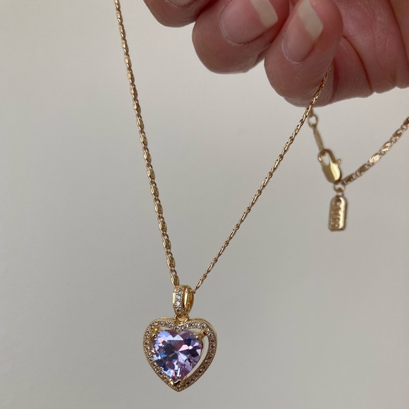 New Vanessa Mooney mini heart necklace purple amethyst pendant necklace - Picture 6 of 10